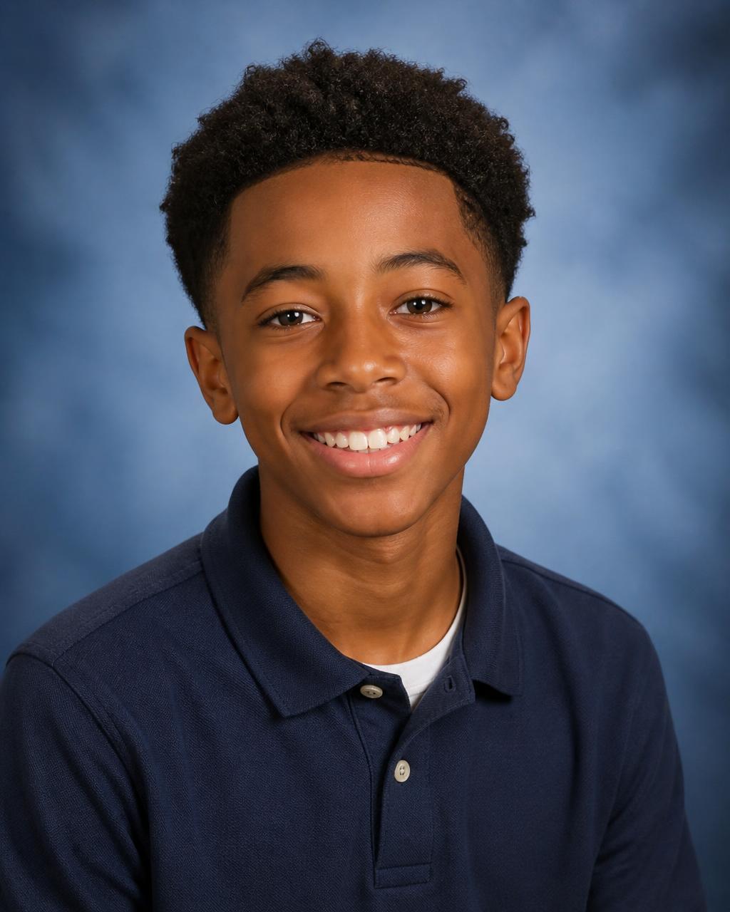 Smiling student with school portraits
