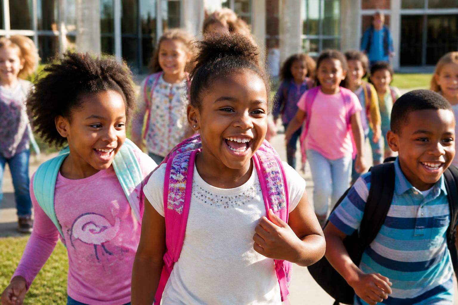 Smiling students on a school campus